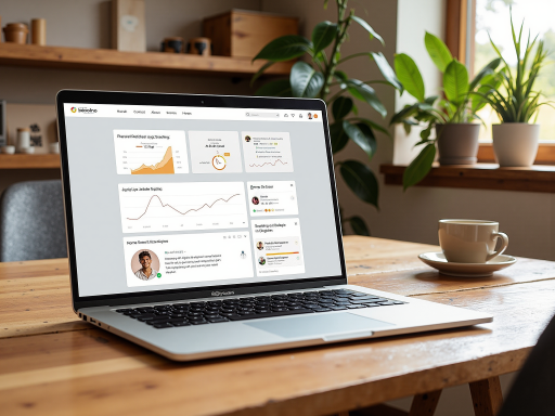 Educational platform interface showing interactive learning modules and student progress tracking, colorful educational graphics